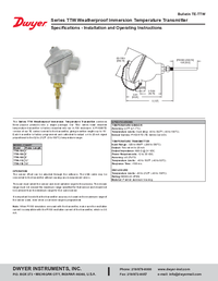 Thumbnail of document Manual - TTW Weatherproof Immersion Temperature Transmitter